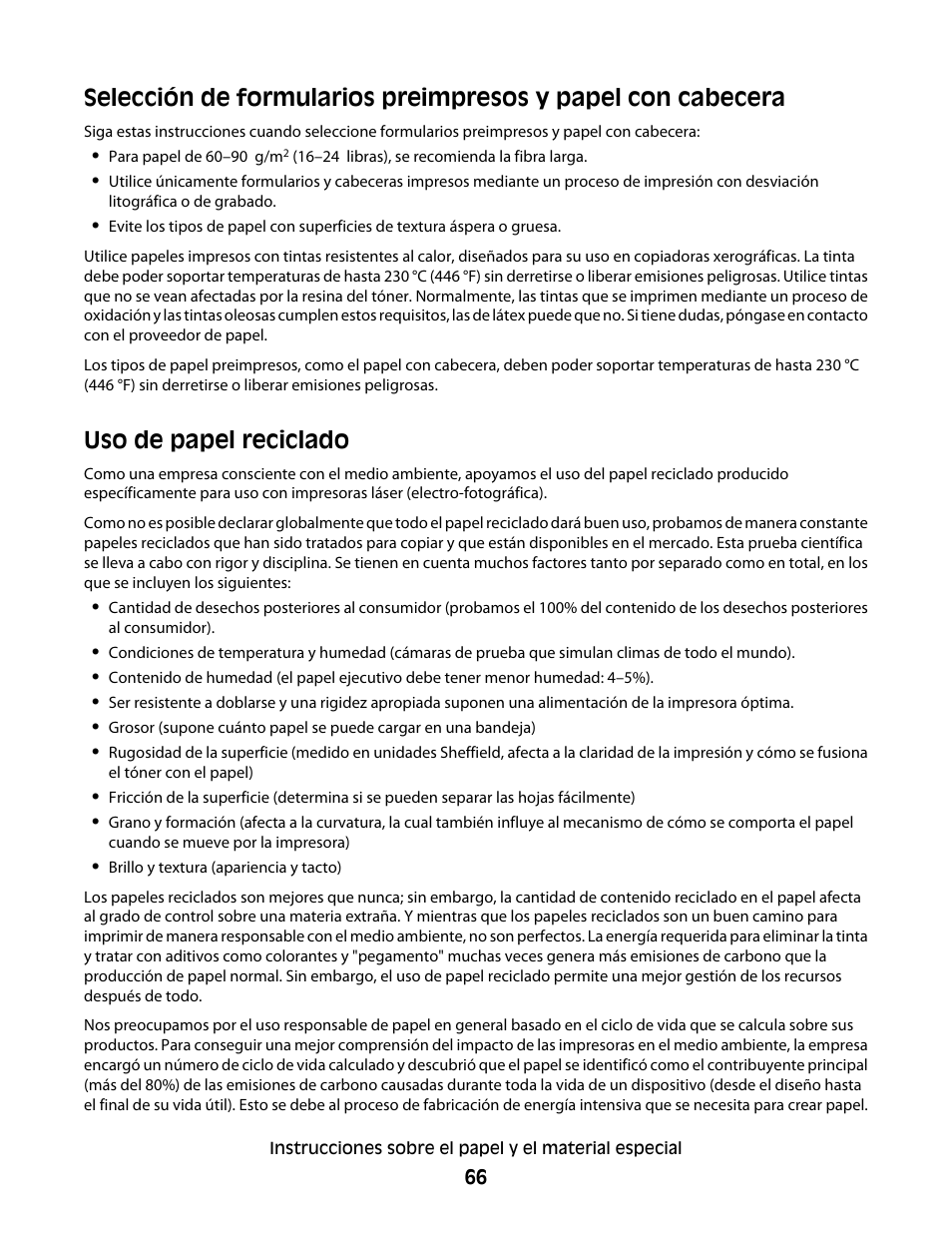 Uso de papel reciclado | Dell 5530/dn Mono Laser Printer User Manual | Page 66 / 217