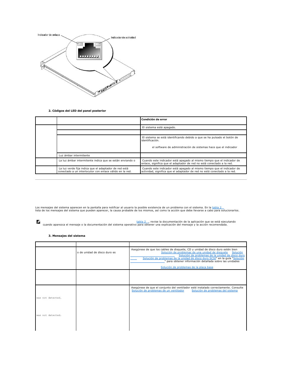 Mensajes del sistema, Tabla 2 | Dell PowerEdge 750 User Manual | Page 20 / 78
