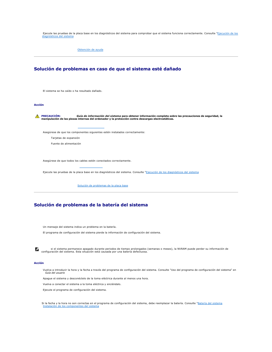 Solución de problemas de la batería del sistema | Dell PowerEdge 750 User Manual | Page 40 / 78