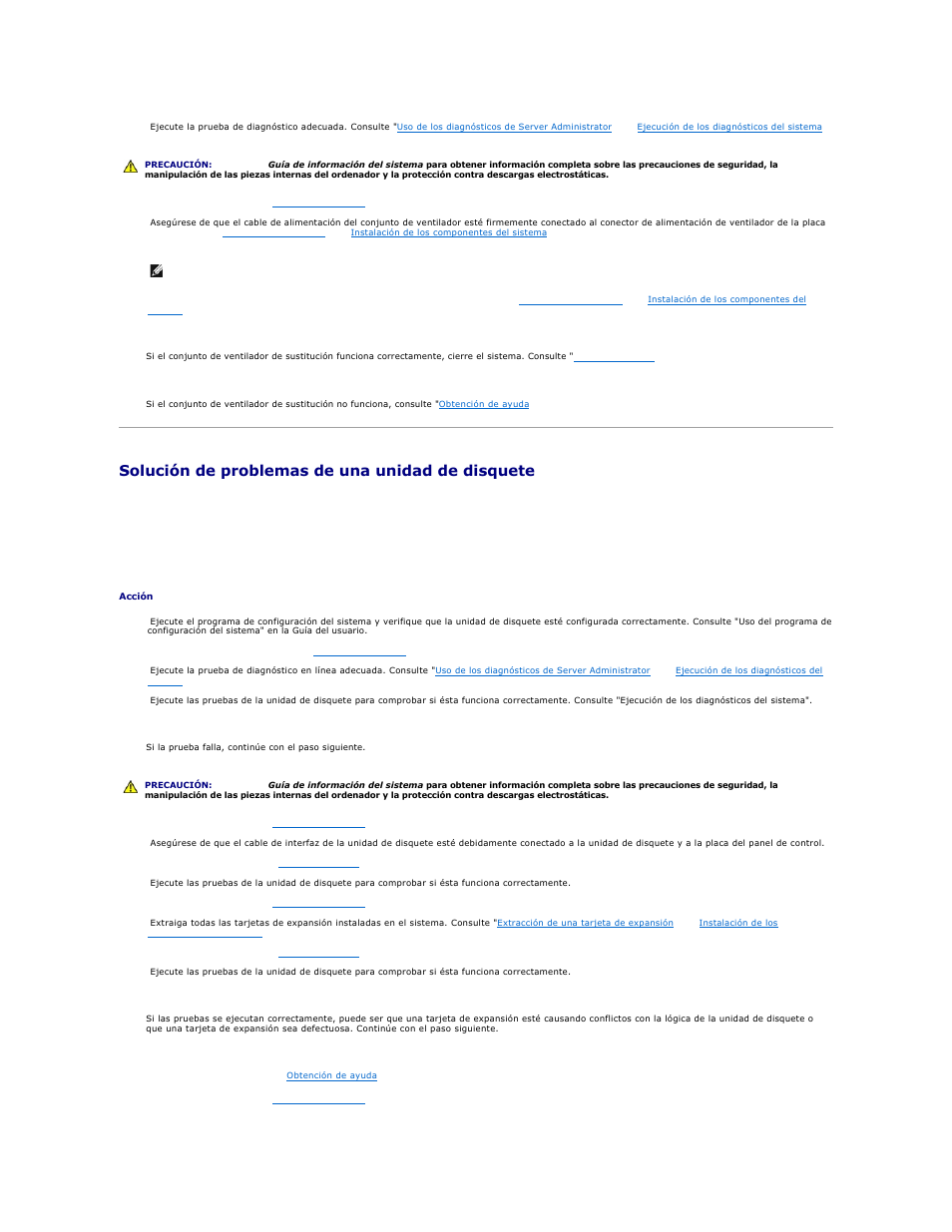 Solución de problemas de una unidad de disquete, Consulte | Dell PowerEdge 750 User Manual | Page 42 / 78