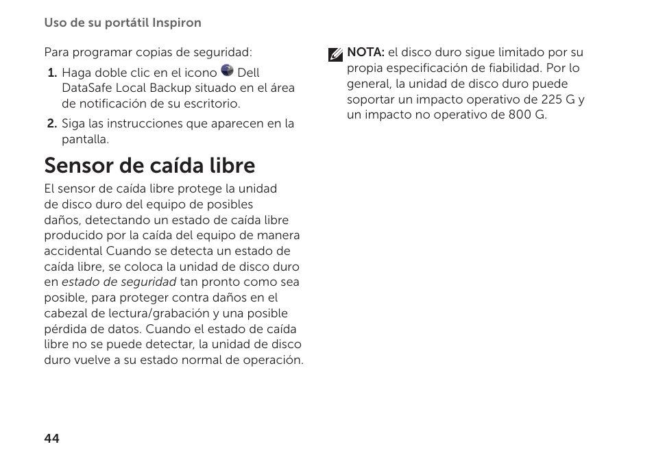 Sensor de caída libre | Dell Inspiron Mini Duo (1090, Late 2010) User Manual | Page 46 / 102