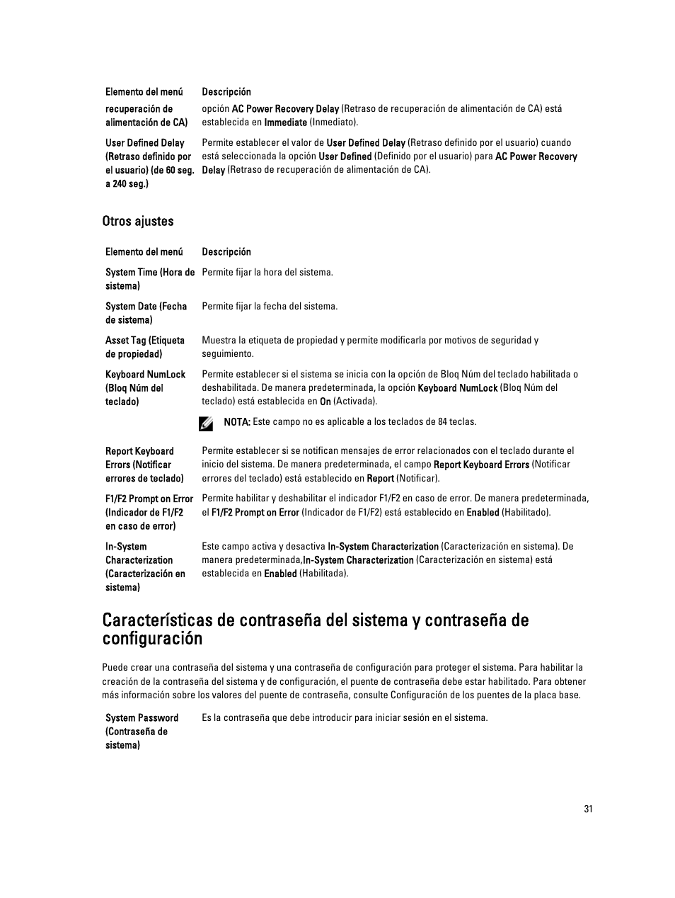 Otros ajustes | Dell Powervault NX400 User Manual | Page 31 / 137