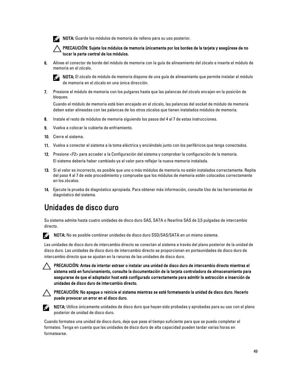 Unidades de disco duro | Dell Powervault NX400 User Manual | Page 49 / 137