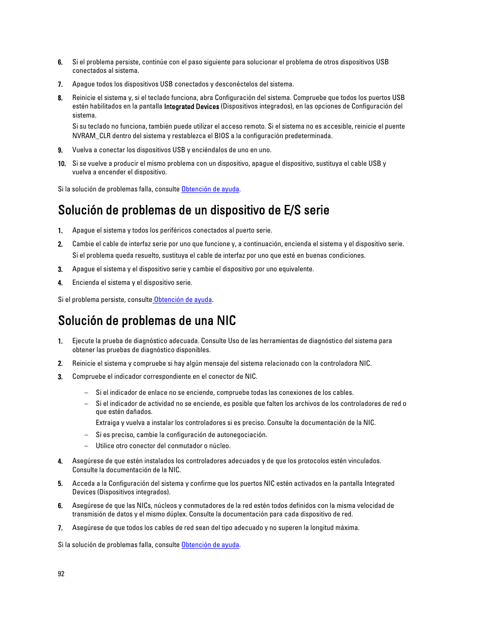 Solución de problemas de una nic | Dell Powervault NX400 User Manual | Page 92 / 137