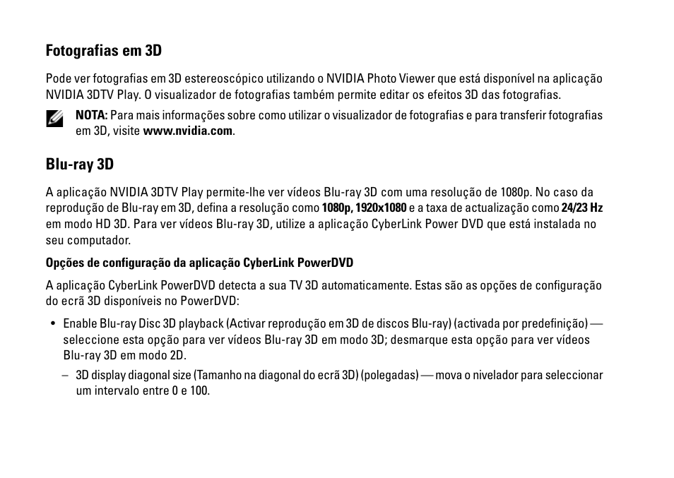 Fotografias em 3d, Blu-ray 3d | Dell XPS 14 (L401X, Late 2010) User Manual | Page 26 / 36