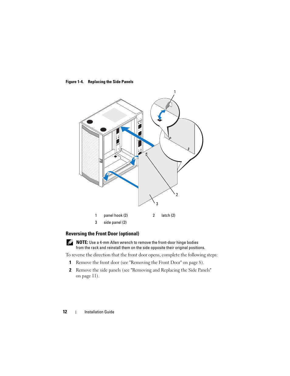Reversing the front door (optional) | Dell PowerEdge Rack Enclosure 2420 User Manual | Page 14 / 148
