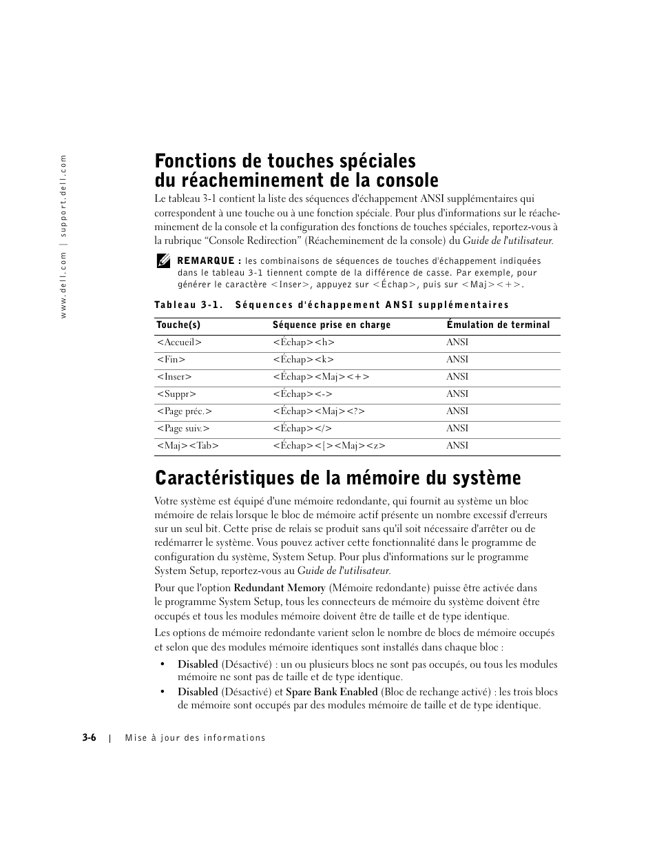 Caractéristiques de la mémoire du système | Dell PowerEdge 2650 User Manual | Page 24 / 58