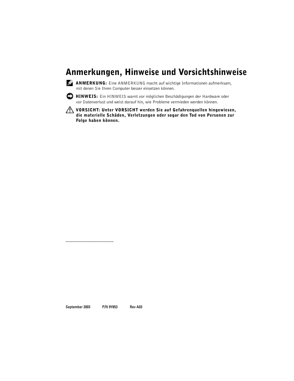 Anmerkungen, hinweise und vorsichtshinweise | Dell PowerEdge 2650 User Manual | Page 26 / 58