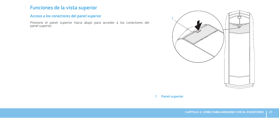 Funciones de la vista superior | Dell Alienware Aurora R3 (Early 2011) User Manual | Page 23 / 70