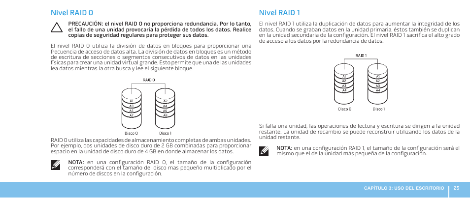 Nivel raid 0, Nivel raid 1 | Dell Alienware Aurora R3 (Early 2011) User Manual | Page 27 / 70