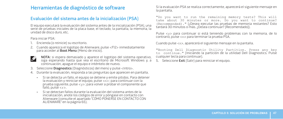 Herramientas de diagnóstico de software | Dell Alienware Aurora R3 (Early 2011) User Manual | Page 49 / 70