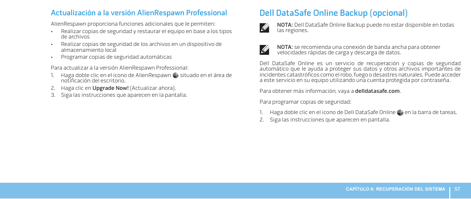 Dell datasafe online backup (opcional) | Dell Alienware Aurora R3 (Early 2011) User Manual | Page 59 / 70