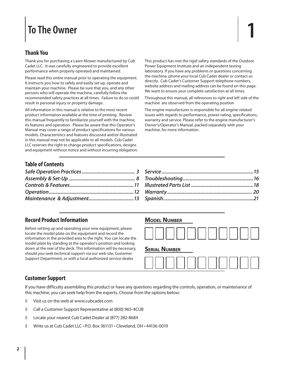 Cub Cadet Series 180 User Manual | Page 2 / 40