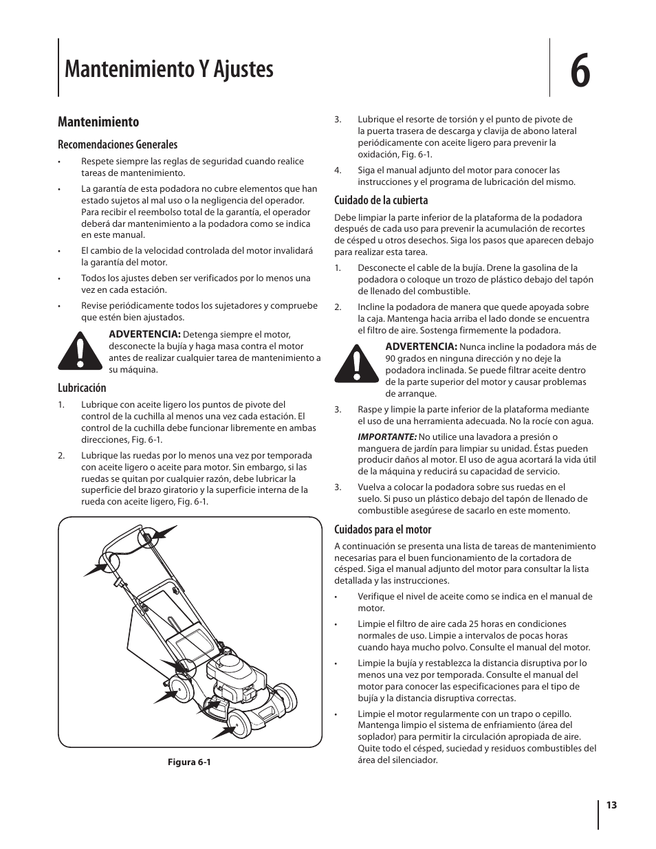 Mantenimiento y ajustes, Mantenimiento | Cub Cadet Series 180 User Manual | Page 33 / 40