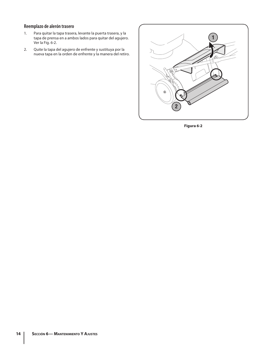 Reemplazo de alerón trasero | Cub Cadet Series 180 User Manual | Page 34 / 40