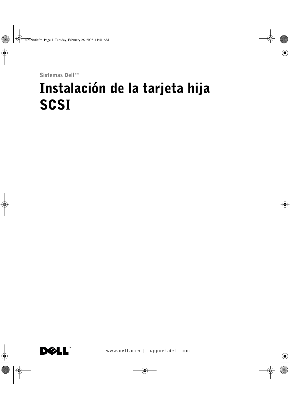 Instalación de la tarjeta hija scsi | Dell PowerEdge 2650 User Manual | Page 35 / 40