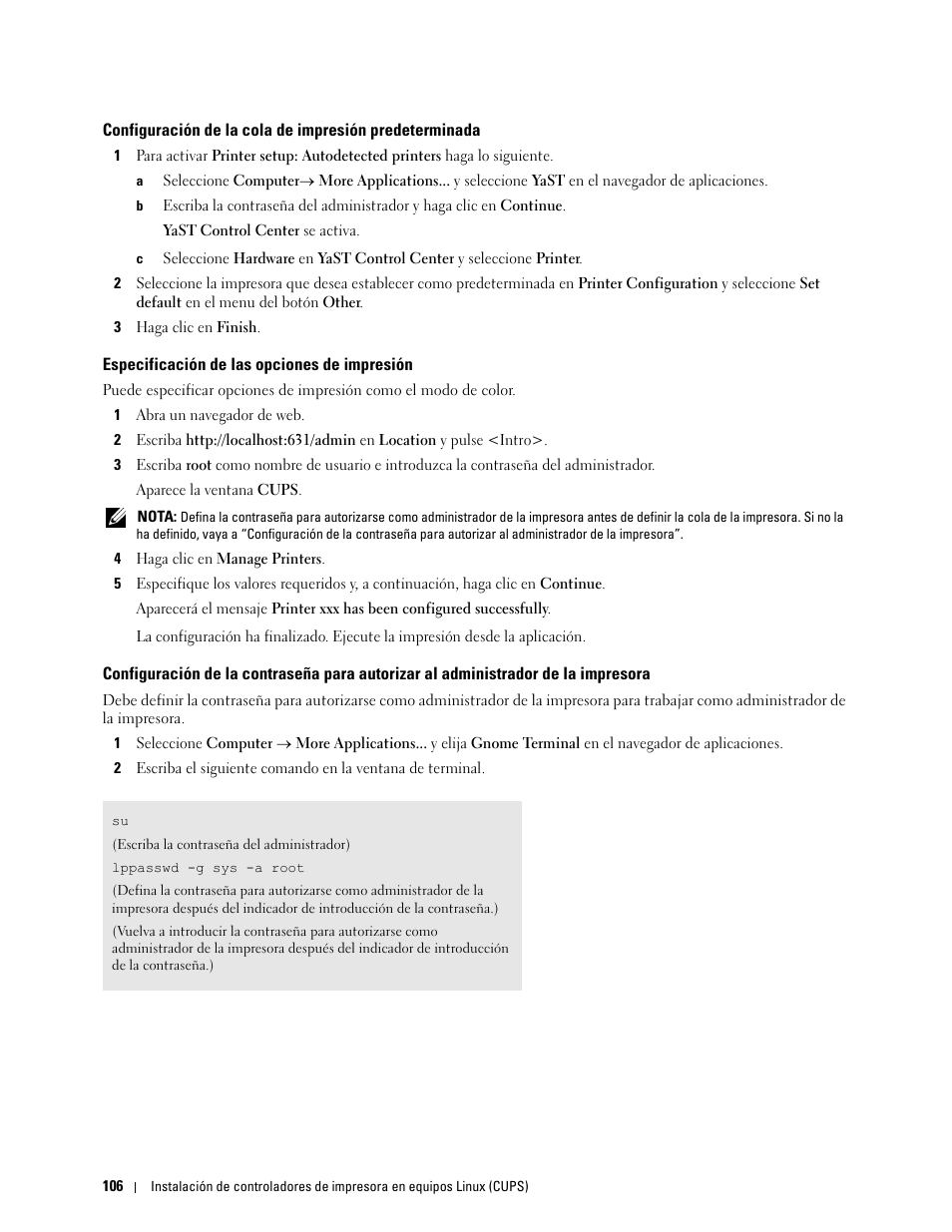 Especificación de las opciones de impresión, Impresora | Dell C2665dnf Color Laser Printer User Manual | Page 108 / 614