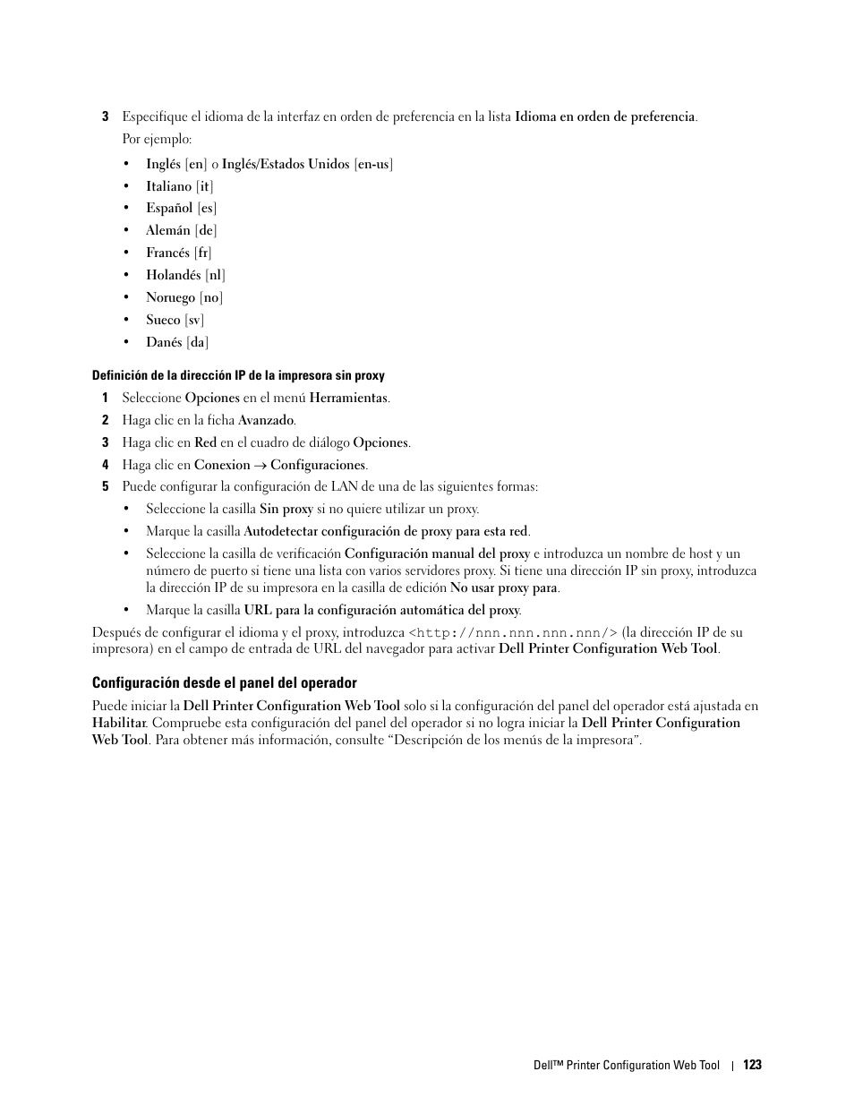 Configuración desde el panel del operador | Dell C2665dnf Color Laser Printer User Manual | Page 125 / 614