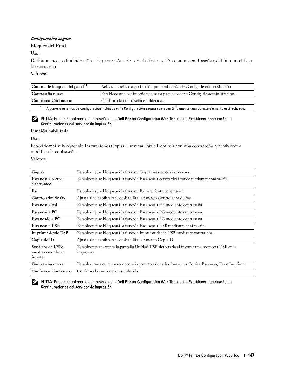 Configuración segura | Dell C2665dnf Color Laser Printer User Manual | Page 149 / 614