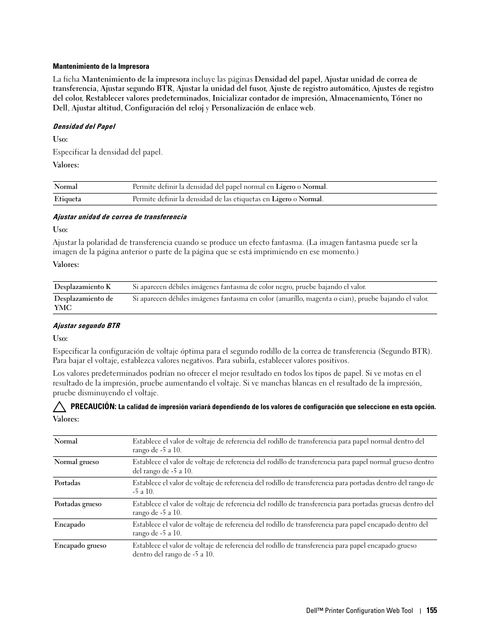 Mantenimiento de la impresora | Dell C2665dnf Color Laser Printer User Manual | Page 157 / 614