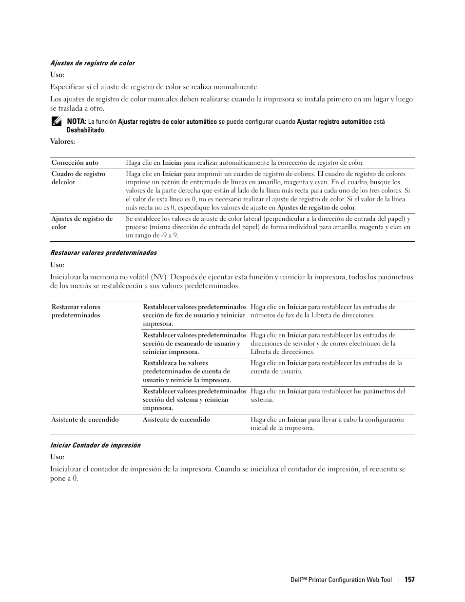 Ajustes de registro de color | Dell C2665dnf Color Laser Printer User Manual | Page 159 / 614