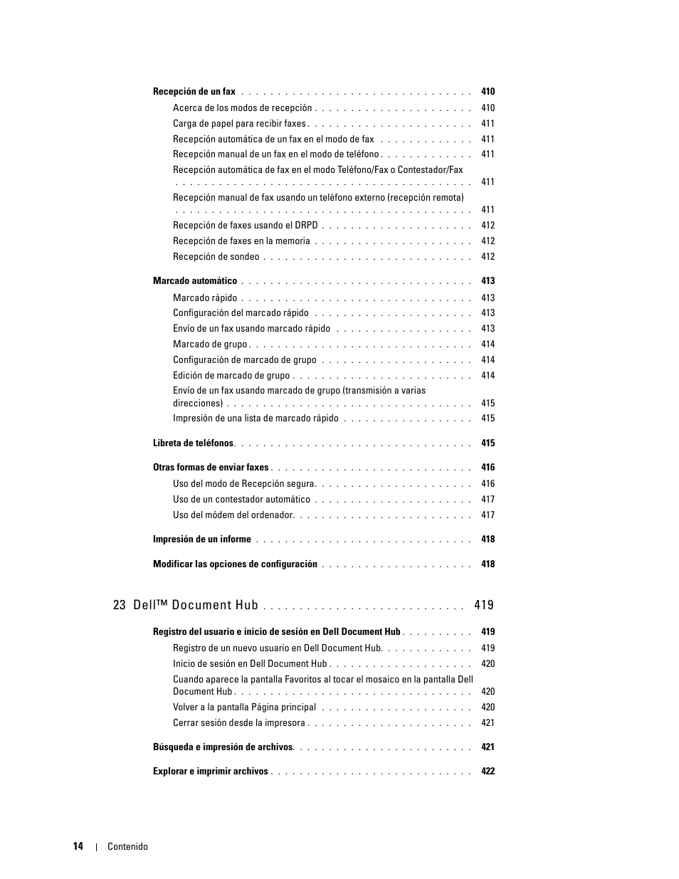 23 dell™ document hub 419, 23 dell™ document hub | Dell C2665dnf Color Laser Printer User Manual | Page 16 / 614