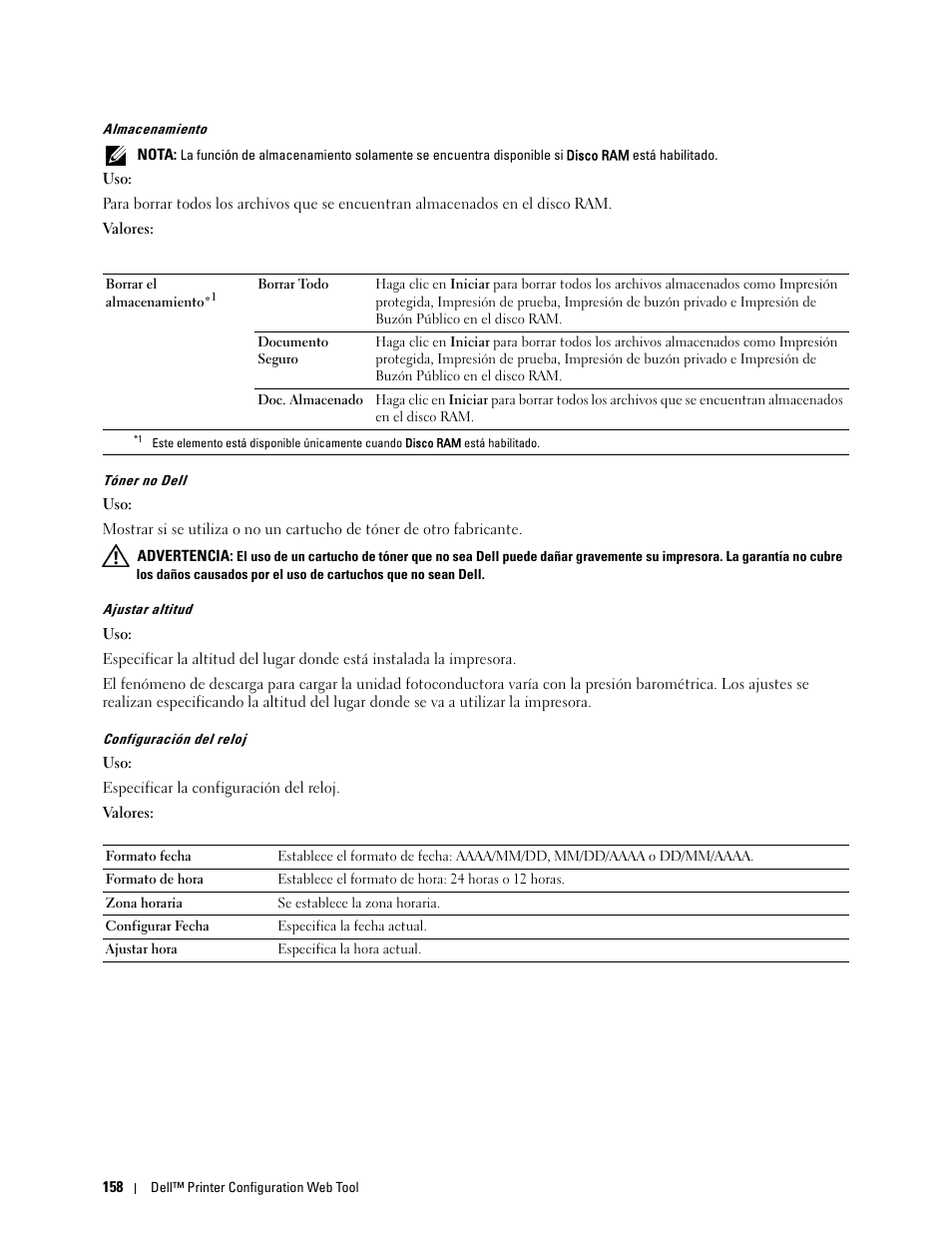 Almacenamiento | Dell C2665dnf Color Laser Printer User Manual | Page 160 / 614