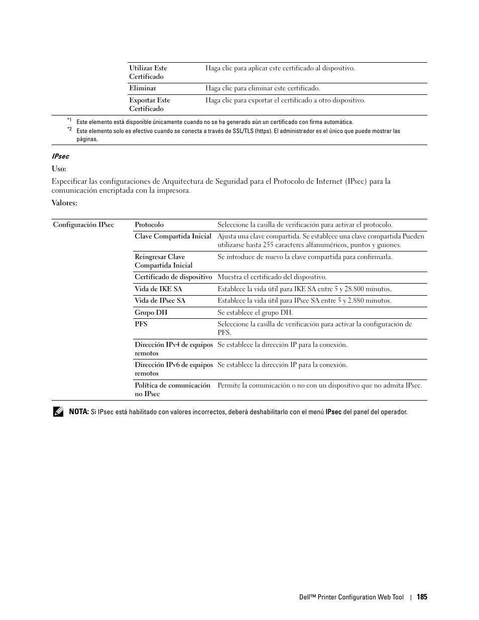 Ipsec | Dell C2665dnf Color Laser Printer User Manual | Page 187 / 614