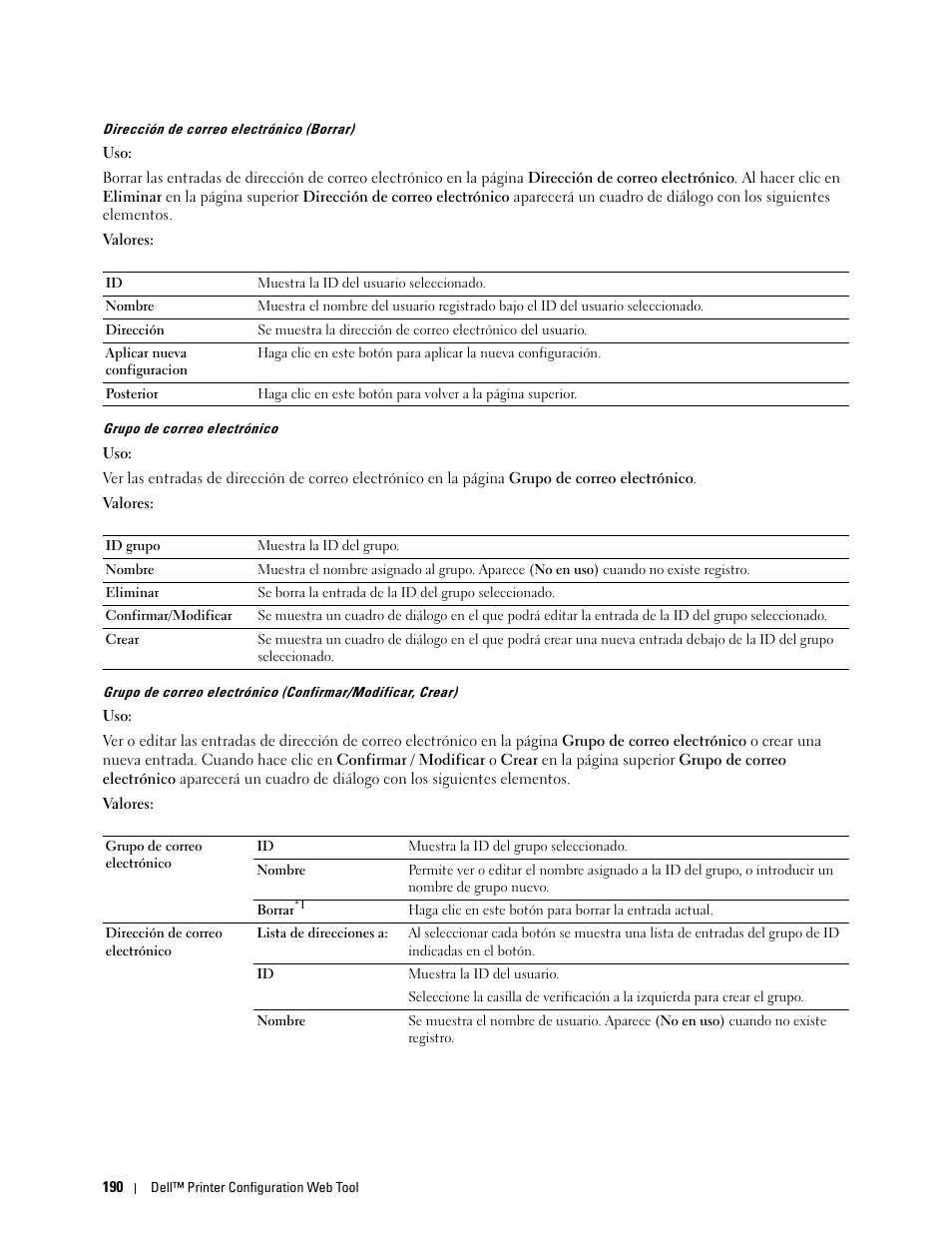 Grupo de correo electrónico | Dell C2665dnf Color Laser Printer User Manual | Page 192 / 614