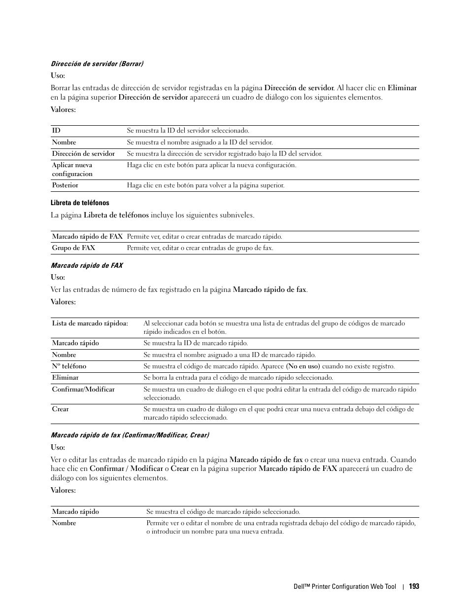 Libreta de teléfonos, Marcado rápido de fax | Dell C2665dnf Color Laser Printer User Manual | Page 195 / 614