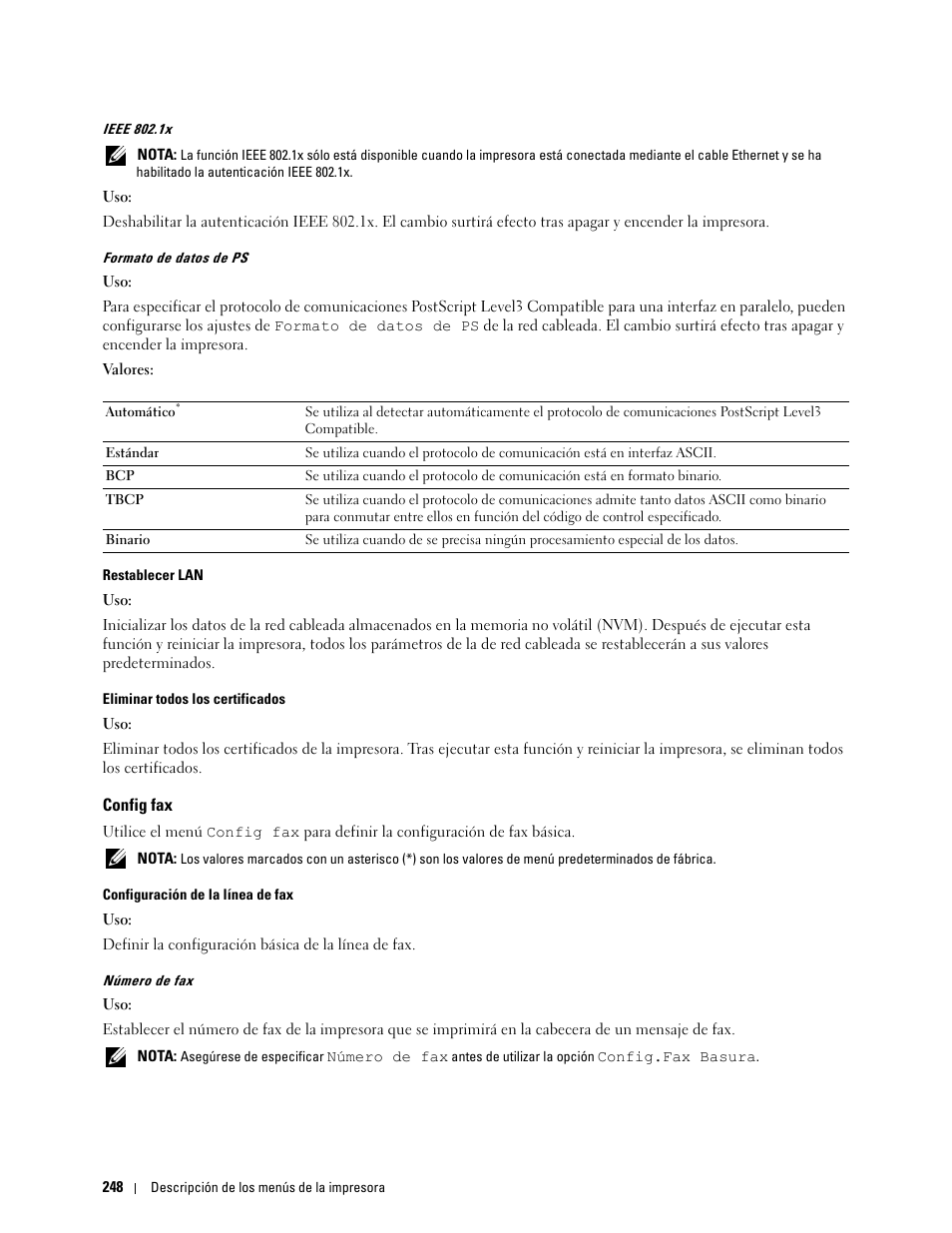 Config fax | Dell C2665dnf Color Laser Printer User Manual | Page 250 / 614