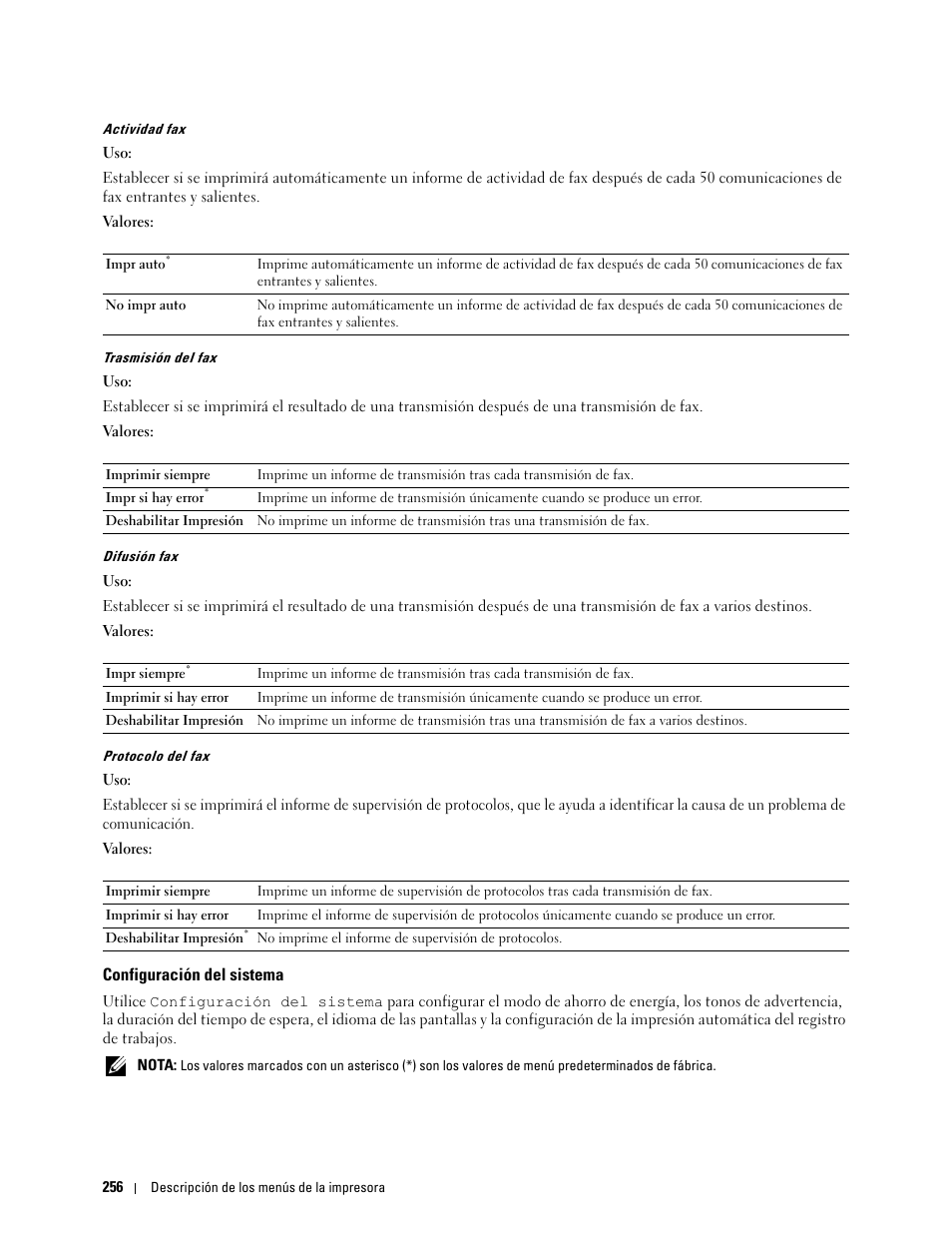 Configuración del sistema | Dell C2665dnf Color Laser Printer User Manual | Page 258 / 614