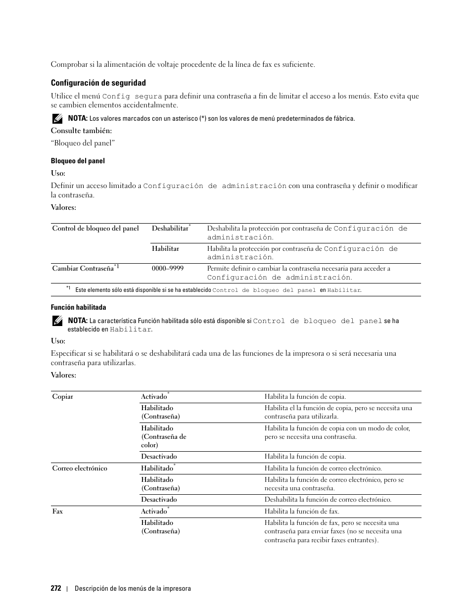 Configuración de seguridad | Dell C2665dnf Color Laser Printer User Manual | Page 274 / 614