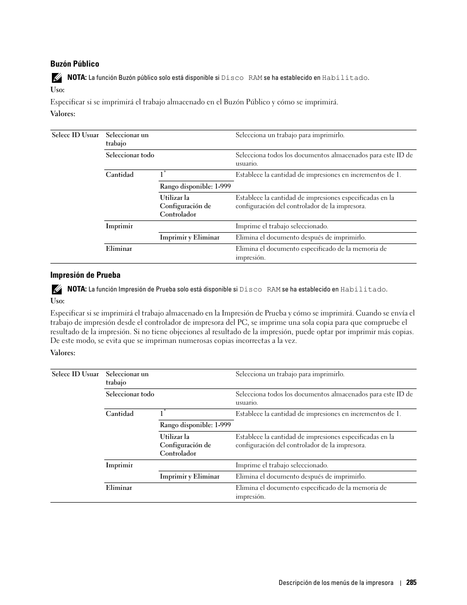 Buzón público, Impresión de prueba | Dell C2665dnf Color Laser Printer User Manual | Page 287 / 614