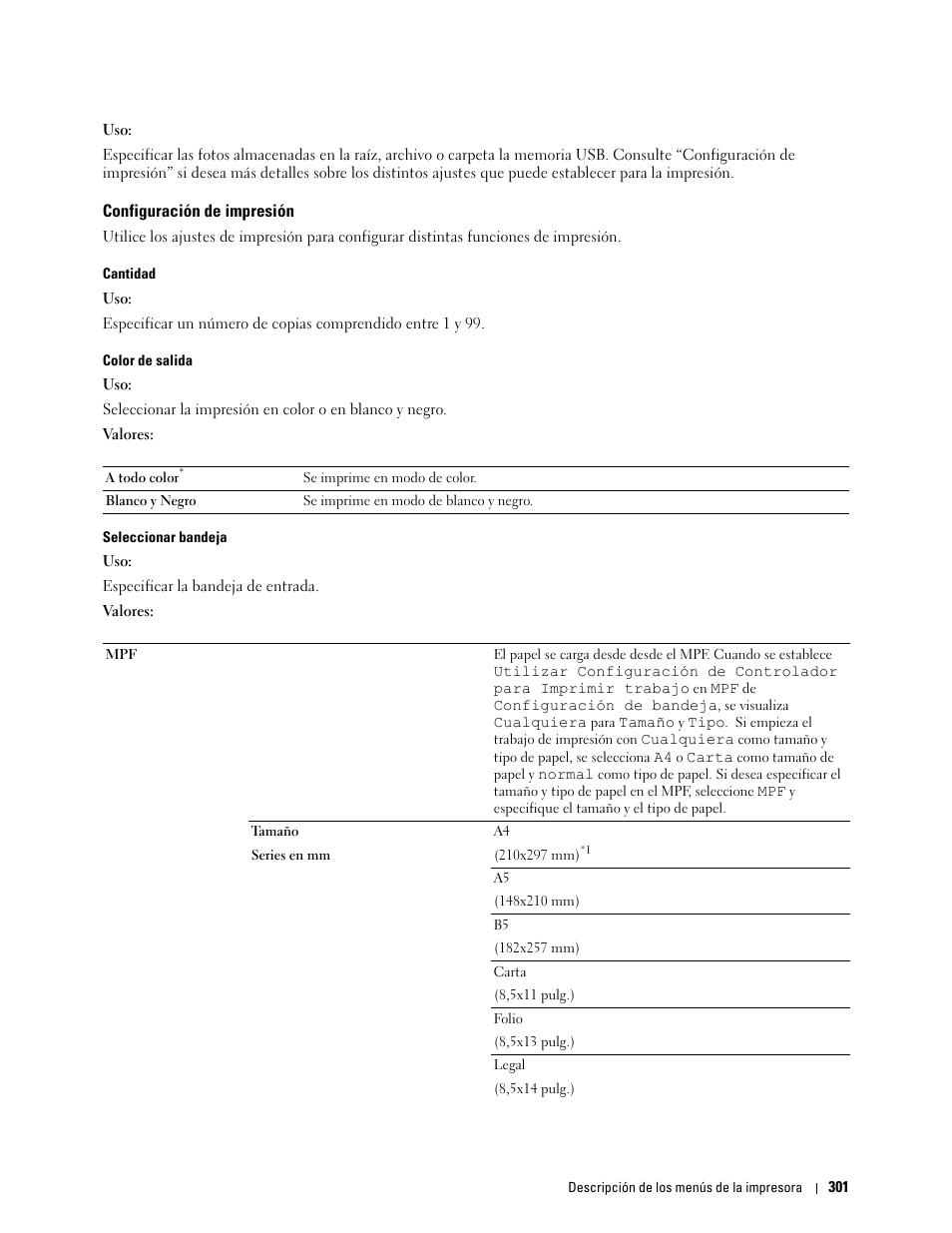 Configuración de impresión | Dell C2665dnf Color Laser Printer User Manual | Page 303 / 614