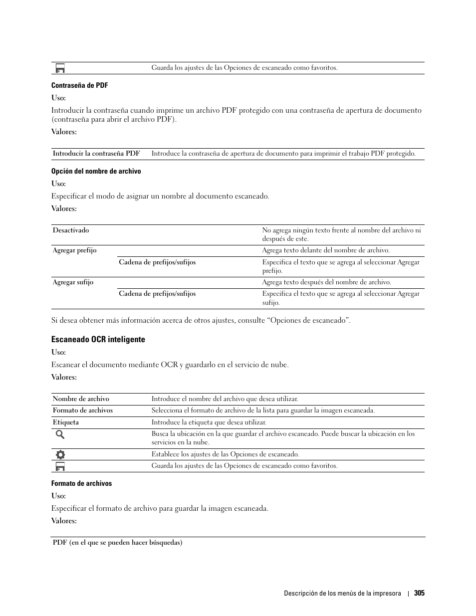 Escaneado ocr inteligente | Dell C2665dnf Color Laser Printer User Manual | Page 307 / 614