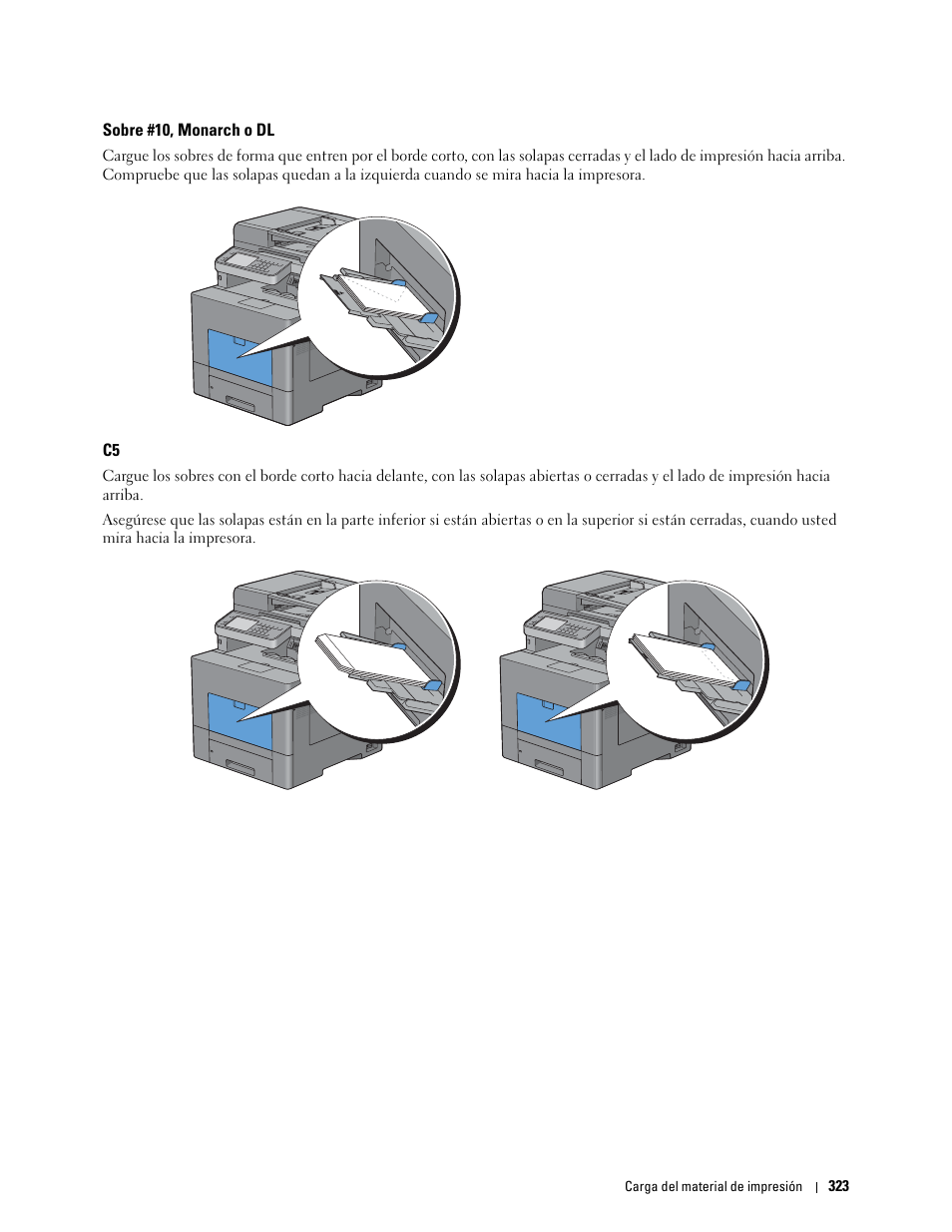 Sobre #10, monarch o dl | Dell C2665dnf Color Laser Printer User Manual | Page 325 / 614