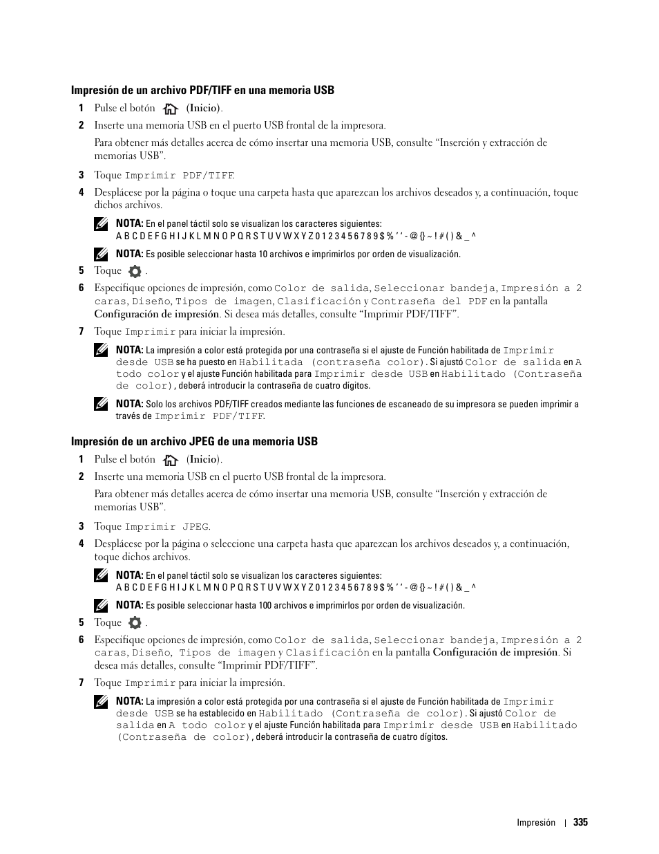 Impresión de un archivo jpeg de una memoria usb | Dell C2665dnf Color Laser Printer User Manual | Page 337 / 614