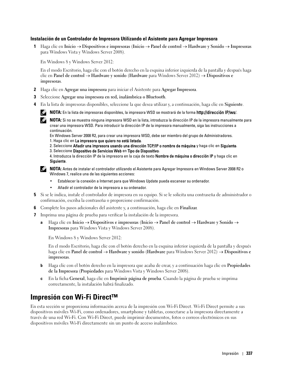 Impresión con wi-fi direct, Impresora | Dell C2665dnf Color Laser Printer User Manual | Page 339 / 614