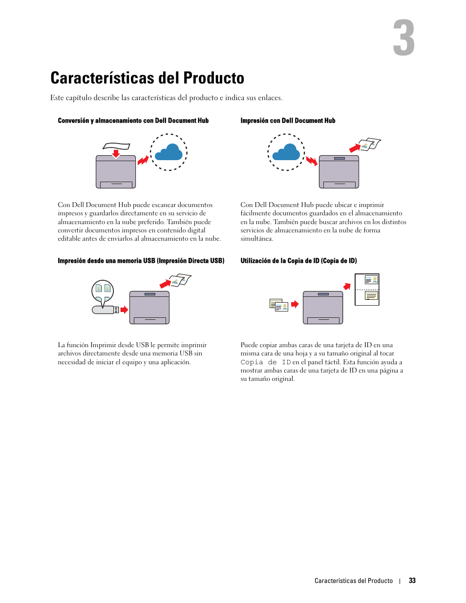 Características del producto, 3 características del producto | Dell C2665dnf Color Laser Printer User Manual | Page 35 / 614