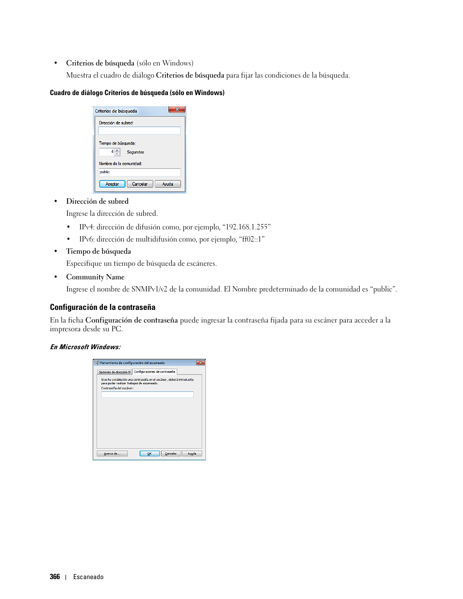 Configuración de la contraseña | Dell C2665dnf Color Laser Printer User Manual | Page 368 / 614