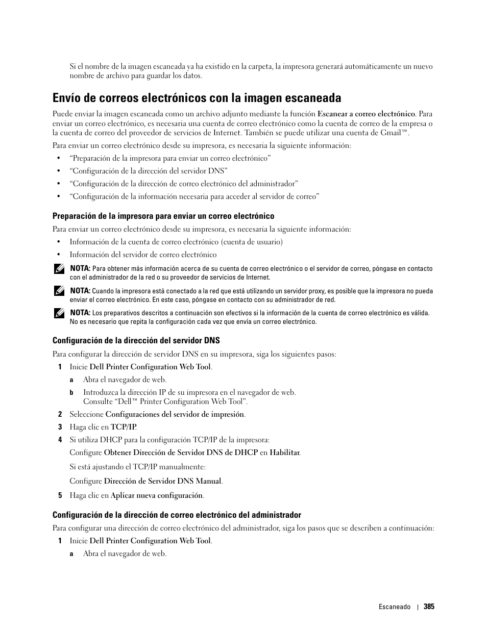 Configuración de la dirección del servidor dns | Dell C2665dnf Color Laser Printer User Manual | Page 387 / 614