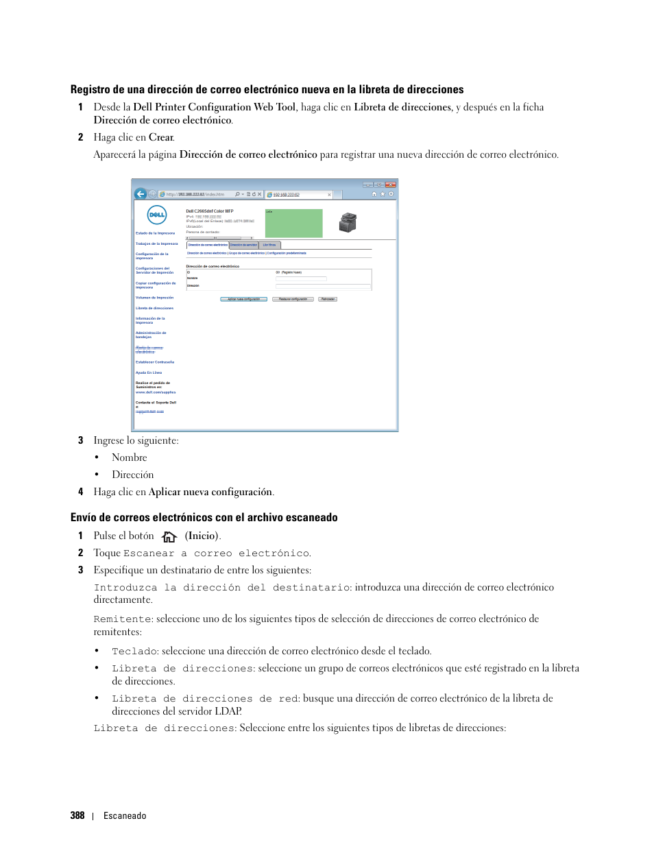 Direcciones | Dell C2665dnf Color Laser Printer User Manual | Page 390 / 614