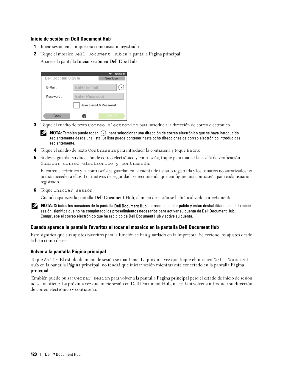 Inicio de sesión en dell document hub, Document hub | Dell C2665dnf Color Laser Printer User Manual | Page 422 / 614