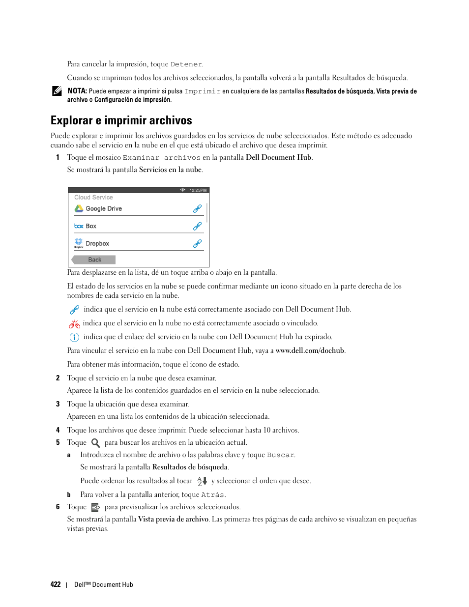 Explorar e imprimir archivos | Dell C2665dnf Color Laser Printer User Manual | Page 424 / 614