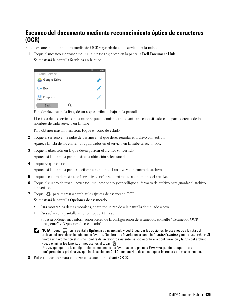 Conversión y almacenamiento con dell document hub | Dell C2665dnf Color Laser Printer User Manual | Page 427 / 614