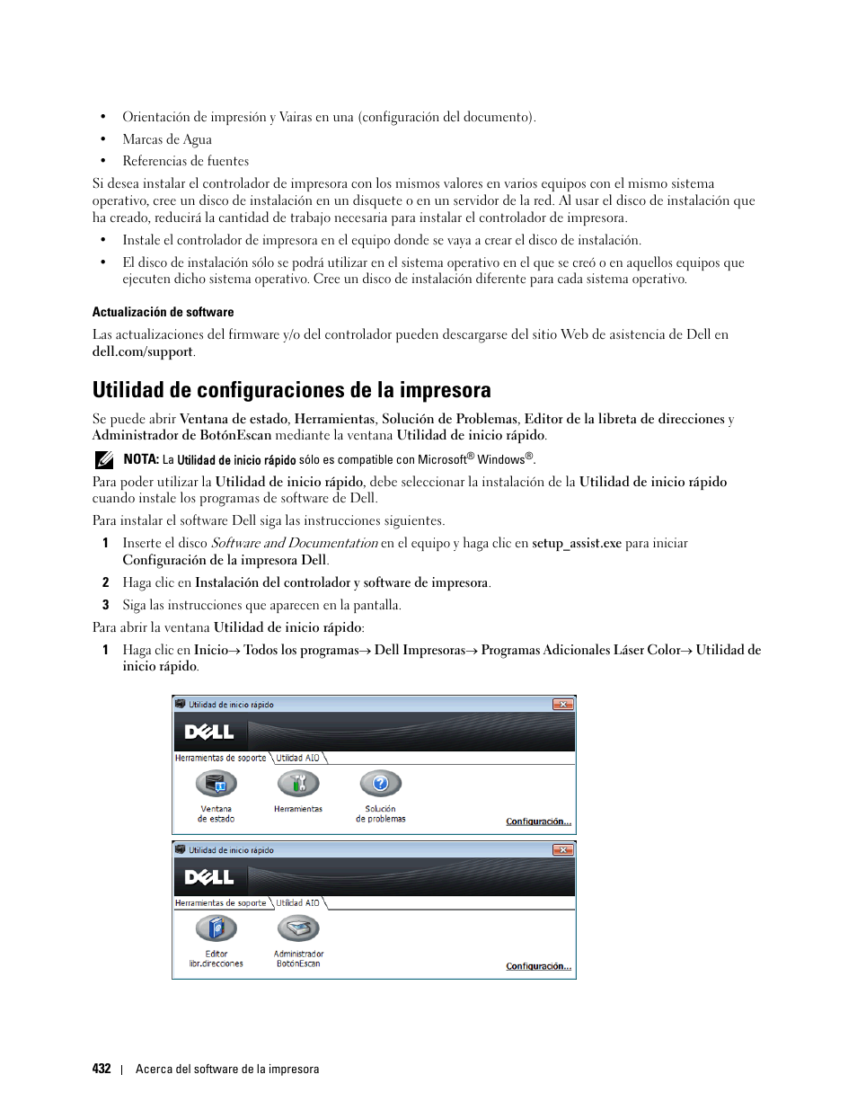 Utilidad de configuraciones de la impresora | Dell C2665dnf Color Laser Printer User Manual | Page 434 / 614