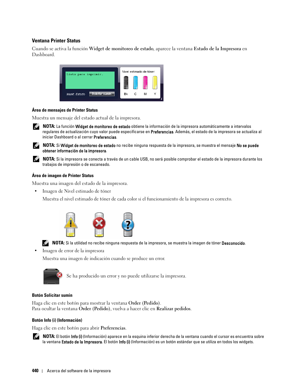 Ventana printer status | Dell C2665dnf Color Laser Printer User Manual | Page 442 / 614