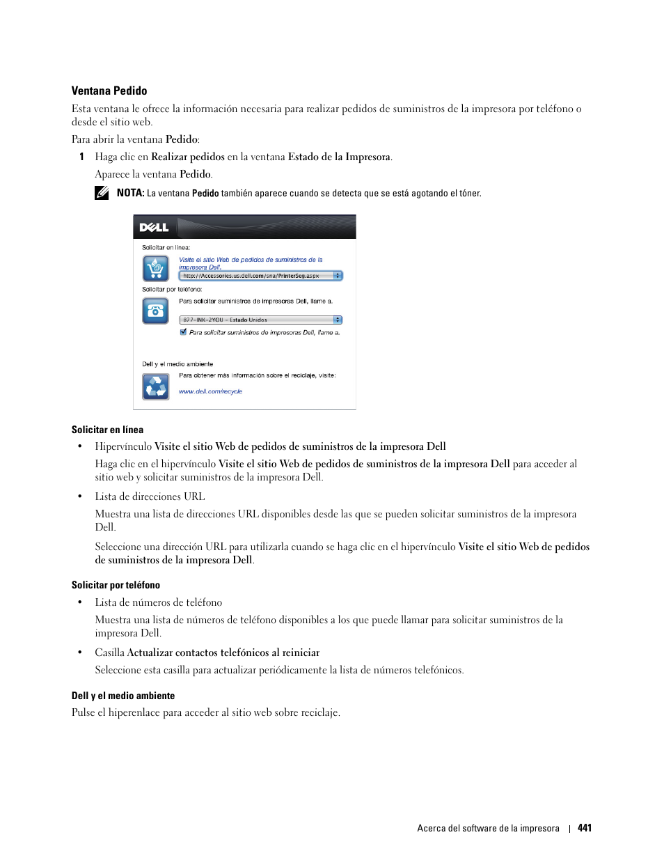 Ventana pedido | Dell C2665dnf Color Laser Printer User Manual | Page 443 / 614