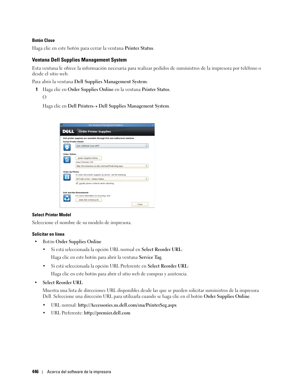 Ventana dell supplies management system, Ventana dell, Supplies management system | Dell C2665dnf Color Laser Printer User Manual | Page 448 / 614